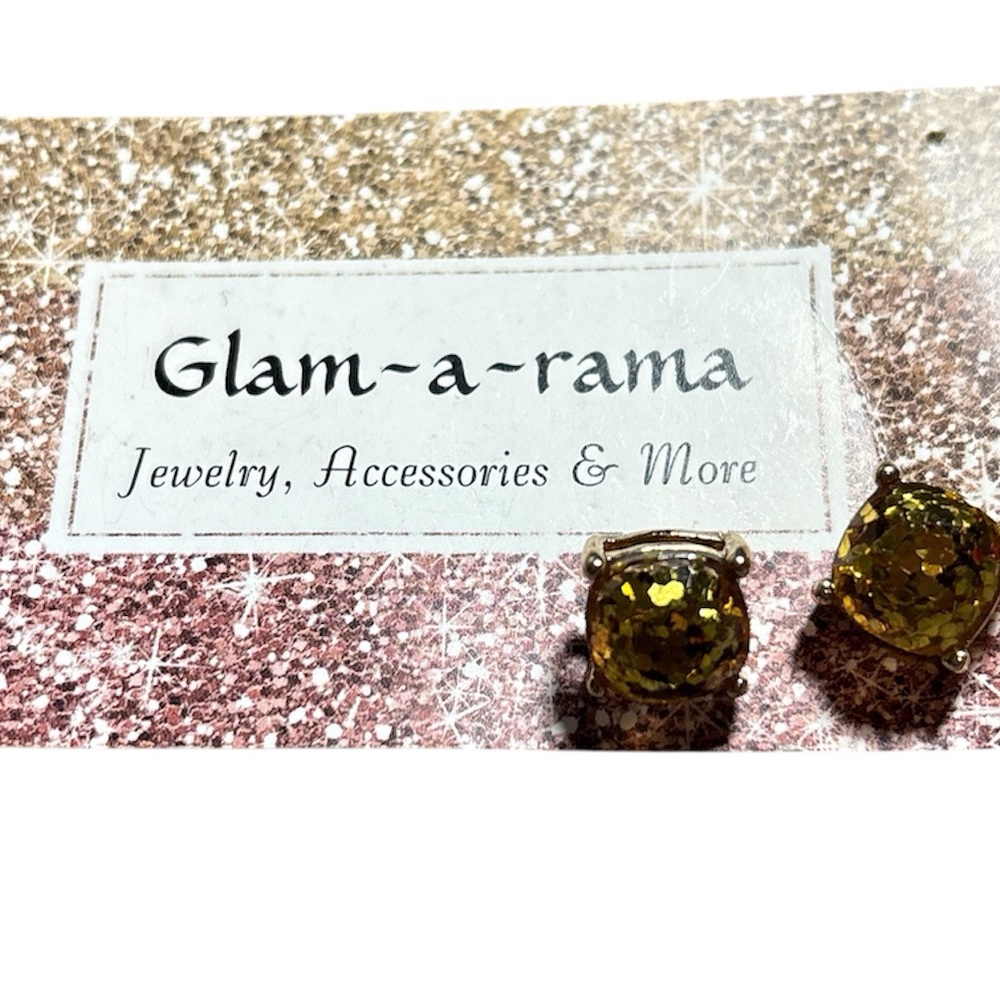 Glitter stud earrings- gold